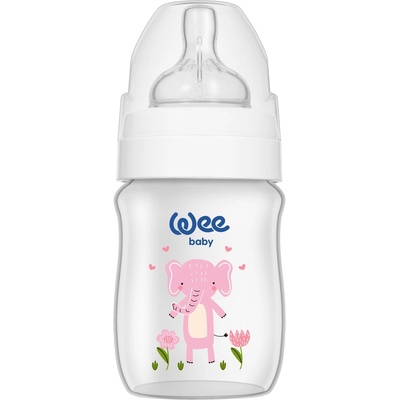 Wee Baby Шише за хранене с широк отвор Wee Baby - Safari, PP, 150 ml, слон (959)