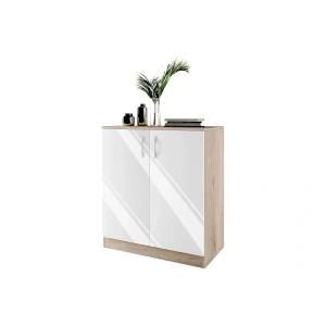 Bogdan Furniture I Шкаф Мебели Богдан Модел 276/ 3009, с два рафта, плавно затваряне, Сонома арвен/бял гланц