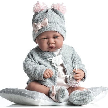 Antonio Juan Realistické miminko holčička v šedém oblečku