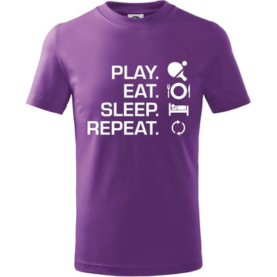 Stolný tenis eat sleep tričko detské fialová