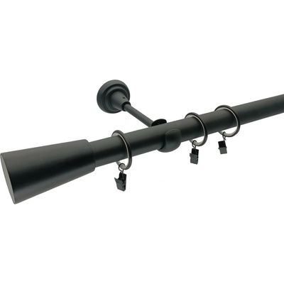KovovégarnýžeCZ Classico elegance 25 mm Jednořadá Kroužky s žabkou černá matná 180 cm