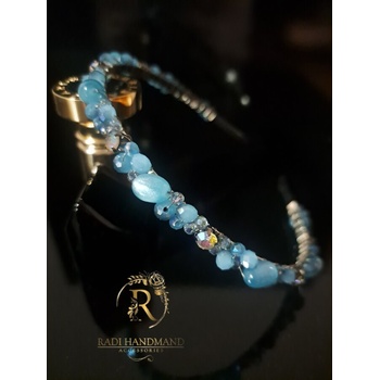 Radi handmade Диадема с тюркоазено сини кристали, перли и камъни (958)