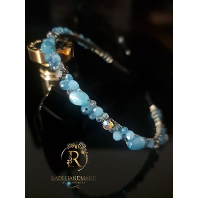 Radi handmade Диадема с тюркоазено сини кристали, перли и камъни (958)