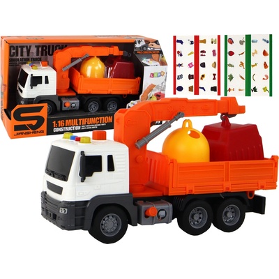 Lean Toys Oranžové smetiarske auto na trecí pohon 1:16