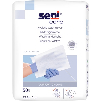 Seni Care jednorázové mycí žínky pro dospělé bez fólie, 50 ks