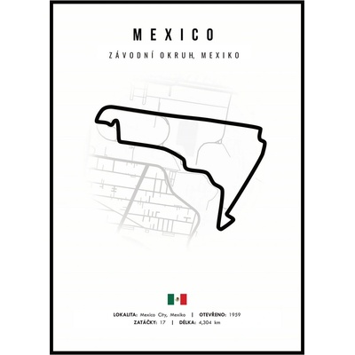 Jen tak z lásky Plakát Závodní okruhy Rozměr plakátu: 30 x 40 cm, Závodní okruh: Mexico, Barevná varianta: Bílá
