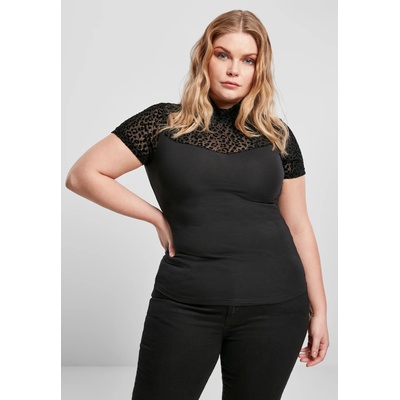 Urban Classics Дамска тениска в черно Urban Classics Ladies Flock Lace Turtleneck UB-TB3752-00007 - Черен, размер XS