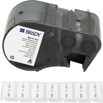 Brady M5-17-351 / 170856, 25.40 mm, Vinyl, čierna tlač / biely podklad