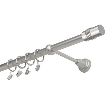 OK-GarnýžeCZ Garnýž kovová jednořadá 19mm Cylinder satina 320 cm do stěny / kroužky s žabkou