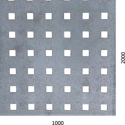 Dierovaný plech Zn t = 1,5 mm, otvor 10 x 10 mm rozteč 20 mm