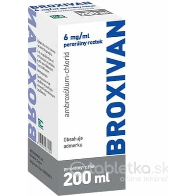 Broxivan 6 mg/ml perorálny roztok sol.por. 1 x 200 ml/1200 mg