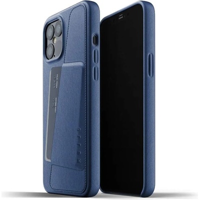 Mujjo Leather Wallet Case - кожен (естествена кожа) кейс с джоб за кредитна карта за iPhone 12 Pro Max (син)