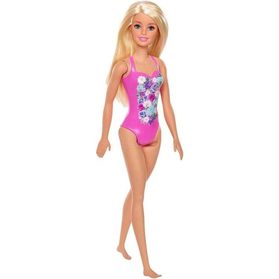 Barbie Mattel Barbie кукла плаж - Блондинка в тъмно розов бански (DWK00) (93456)