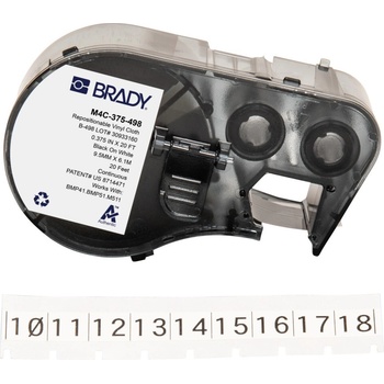 Brady M4C-375-498 / 170784, 9.53 mm x 6.10 m, Винил, черен печат / бял фон (170784)