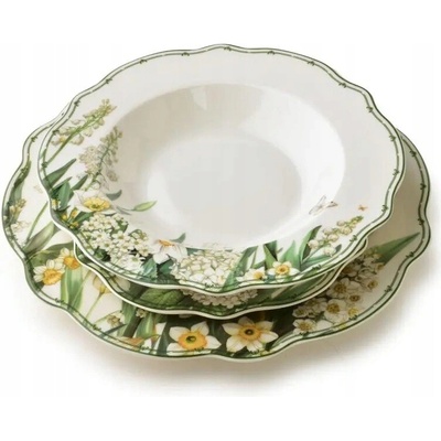 Plochý talíř Mondex zelený porcelánový 18 ks