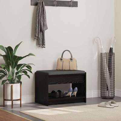 vidaXL Пейка за коридор с възглавница с рафт Черен Дъб 63 x 38 x 45 см (891569)
