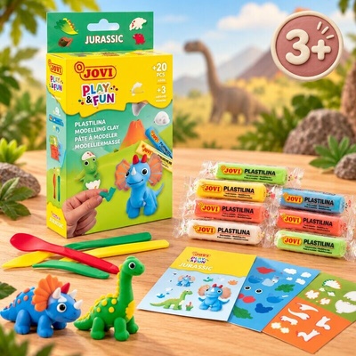 Jovi Sada plastelína PLAY&FUN MINI 20 ks Jurassic