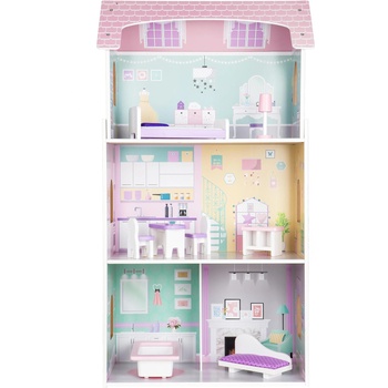 Image 1 of ECOTOYS Дървена Къща за Кукли Ecotoys, 53x27x 95см (4121)