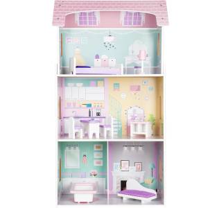 ECOTOYS Дървена Къща за Кукли Ecotoys, 53x27x 95см (4121)