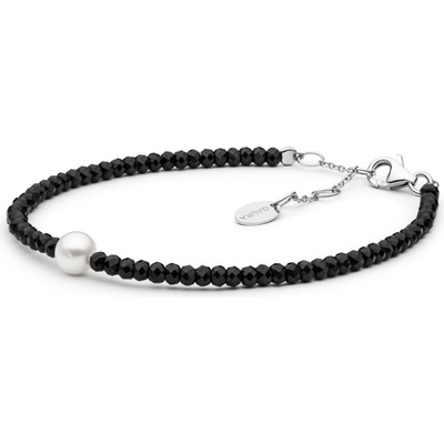 Gaura Pearls korálkový s perlou Paola černý spinel 222-58B bílá