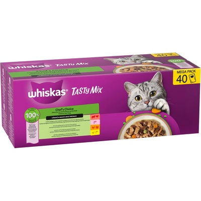 Whiskas Tasty Mix 40 x Chefs Choice v omáčke 4 druhy 85 g
