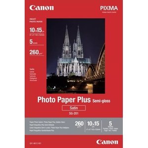 Canon Хартия за принтери Canon SG-201 - 10x15 cm, 260 g/m2, полугланцова, 5 листа (1686B072AA)