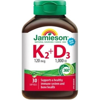 Jamieson Витамини K2 120mcg и D3 1000 IU 30 капсули