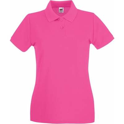 Fruit of the Loom lady-fit premium polo / Дамска поло тениска с къс ръкав - цвят фуксия l (16303031003)