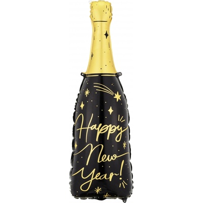 PartyDeco Fóliový balón Láhev šampaňského Happy New Year