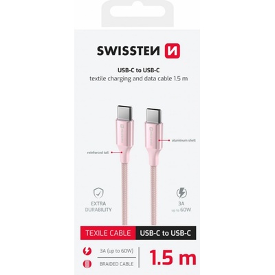 Swissten 71528205 USB-C / USB-C, 1,5m, růžový