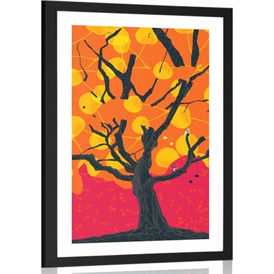 Plakát s paspartou pestrobarevný zajímavý strom - 60x90 no frame
