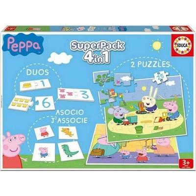 Educa Puzzle domino a pexeso Peppa Pig Disney Superpack 4v1