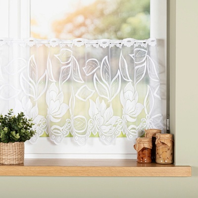 Dekorační metrážová vitrážová záclona OLINA bílá výška 50 cm MyBestHome – Sleviste.cz