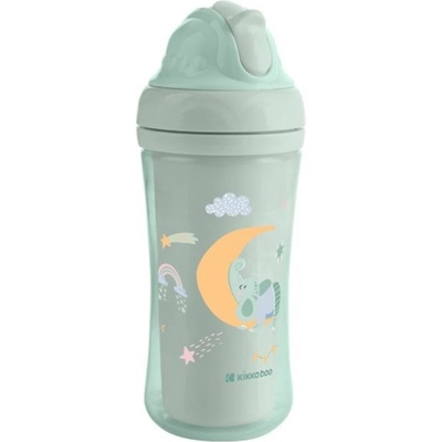 KikkaBoo hrnek se silikon brčkem 220ml Moony me mintová
