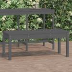 vidaXL Градинска пейка сива 109x44x45 см борово дърво масив (824006)