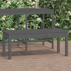vidaXL Градинска пейка сива 109x44x45 см борово дърво масив (824006)