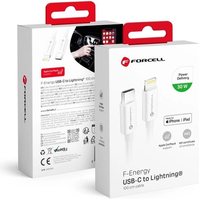 Forcell C901 USB-C > Lightning MFi 3A/9V 30W (Max), 1m, bílý