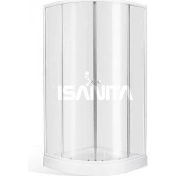 Štvrťkruhový sprchovací kút AVILES v sete s vaničkou 90x90 cm biela Sklo TRANSPARENT Ano