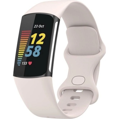 VSECHNONAMOBIL 112694 SILICONE Vyměnitelný řemínek pro Fitbit Charge 6 / Charge 5 MOON WHITE