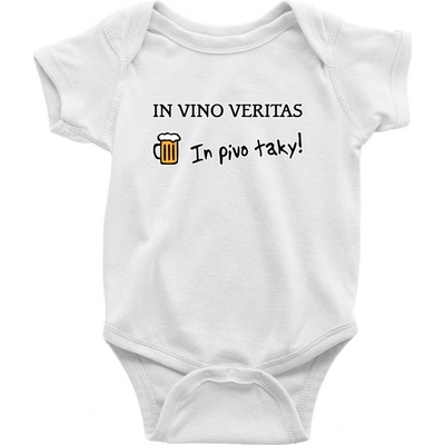 In vino veritas in pivo taky Hana creative Dojčenské body krátký rukáv biele