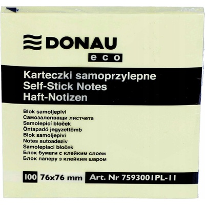 Donau Samolepicí bloček Eco 76×76 mm, 100 listů - žlutý – Zboží Živě