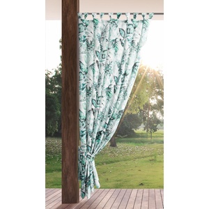 Eurofirany Garden Outdoor Curtain with Velcro Loops, 1 Piece, Opaque & Weatherproof, UV Protection, for Balcony Patio Pergola Gazebo, H240 x W155 cm, Green Print - ZAS/GARDEN