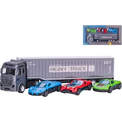 Mikro Камион 22см метал свободен ход с коли 3бр 7см метал свободен ход