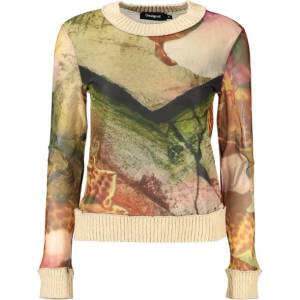 DESIGUAL Дамски пуловер desigual, Размер m, Цвят Бежов (26wwtk22orchids_be6004)