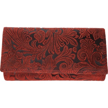 WILD kožená dámska velká peňaženka By Loranzo ornamenty červená