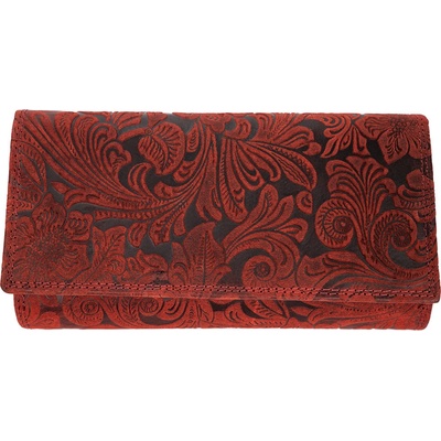 WILD kožená dámska velká peňaženka By Loranzo ornamenty červená