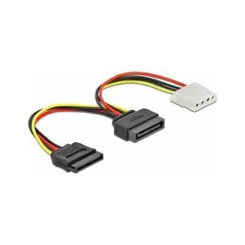 Delock Кабел DeLock, SATA 15 pin / Мъжко - Molex 4 pin / Женско + SATA 15 pin / Женско, 16.5 см, Многоцветен, DELOCK-65235