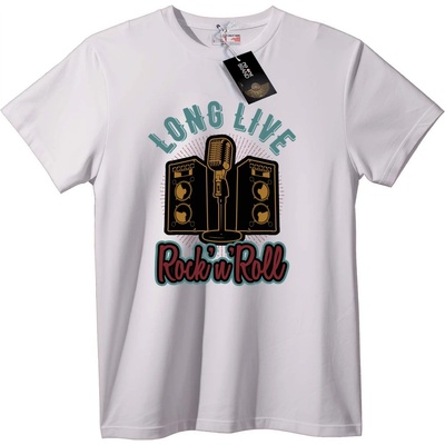 NOONEBRAND Тениска Да живее Rock 'n' Roll - 7XL, White