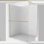 Mexen Kioto+ душ преграда с етажерка Walk-in 90 x 200 cm, ивици, златна четкана - 800-090-121-55-09 (800-090-121-55-09)