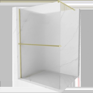 Mexen Kioto+ душ преграда с етажерка Walk-in 90 x 200 cm, ивици, златна четкана - 800-090-121-55-09 (800-090-121-55-09)